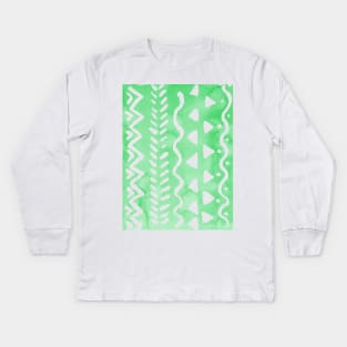 Loose boho chic pattern - green Kids Long Sleeve T-Shirt